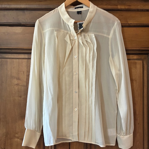 Theory Sheer Button Down Blouse - Picture 1 of 4